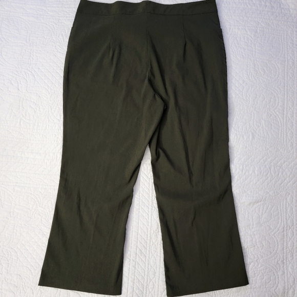 Womens High Rise Dark Olive Green Stretch Dressy Pants - Picture 3 of 11